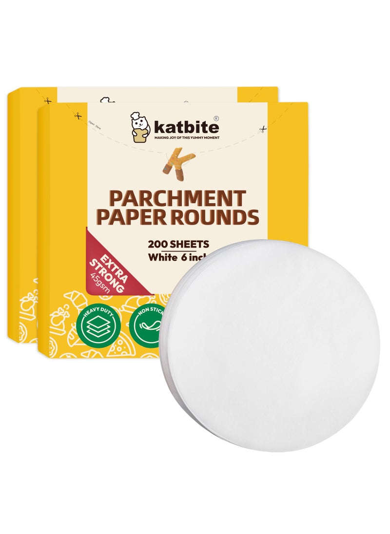 katbite Katbite 400Pcs 6 Inch Parchment Paper Rounds Round Parchment Paper for Cake Baking Patty Separating Tortilla Wrapping2 Pack of 200Pcs 