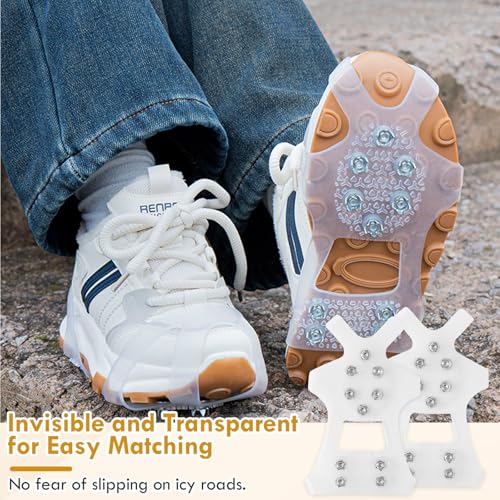 TecoKart ® Transparent Spikes Crampons, Ice Cleats for Shoes & Boots, Upgraded Stainless Steel Anti-Slip Grippers for Traction, Hiking, Fishing & Walking (Size L: 39-42) - Image 4
