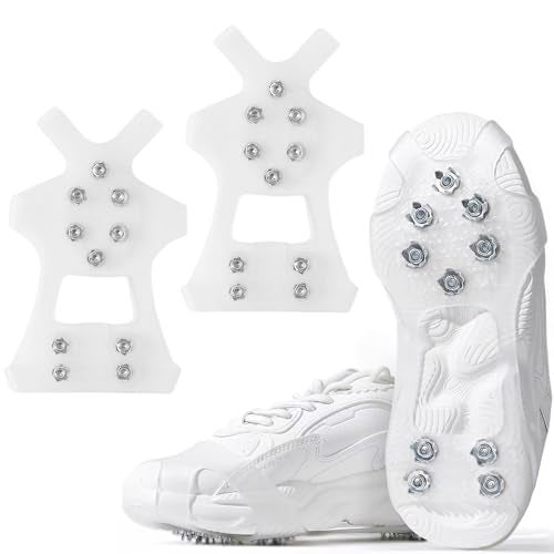 TecoKart ® Transparent Spikes Crampons, Ice Cleats for Shoes & Boots, Upgraded Stainless Steel Anti-Slip Grippers for Traction, Hiking, Fishing & Walking (Size L: 39-42) - Image 1