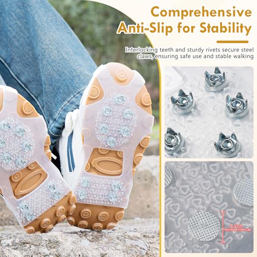 TecoKart ® Transparent Spikes Crampons, Ice Cleats for Shoes & Boots, Upgraded Stainless Steel Anti-Slip Grippers for Traction, Hiking, Fishing & Walking (Size L: 39-42) - Image 2