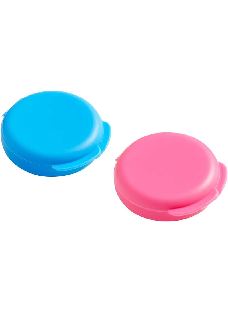 Ezy Dose EZY DOSE Daily Round, Portable On-The-Go Pocket Pharmacy, Pill Box, Organizer and Vitamin Containers, Snap Shut Lids, Perfect for Traveling, Blue & Pink, 2 Pack, BPA Free 