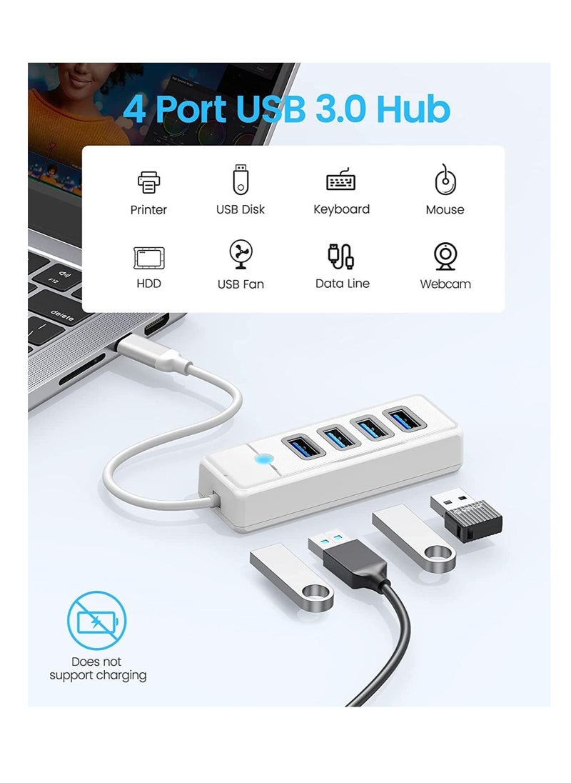 Y&D USB C Hub 4 Ports 3.1 Type to 3.0 Adapter, Splitter for Laptop, Mobile Phone, Tablet with 0.5ft Cable, Compatible Mac OS 10.X and Above, Linux, Android-White  - Image 2