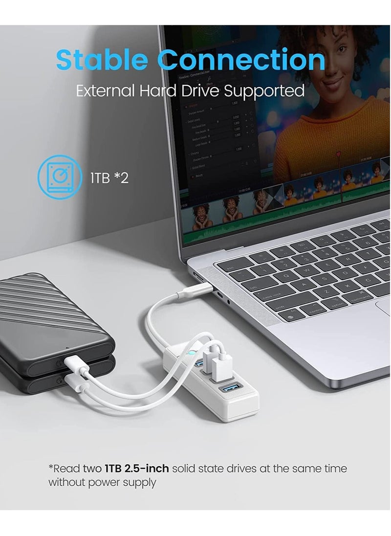 Y&D USB C Hub 4 Ports 3.1 Type to 3.0 Adapter, Splitter for Laptop, Mobile Phone, Tablet with 0.5ft Cable, Compatible Mac OS 10.X and Above, Linux, Android-White  - Image 3