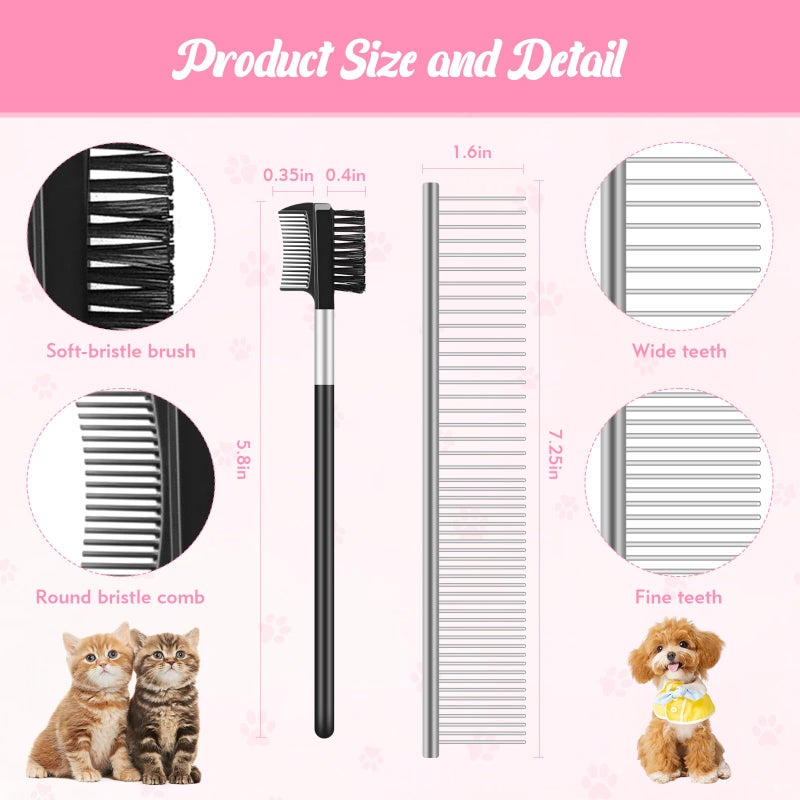 Kerros 6-Pack Flea Comb for Dogs and Cats, Fine & Wide Tooth Stainless Steel Lice Comb, Tick Removal Tool, Tear Stain Remover, Dematting Brush - Professional Pet Grooming Kit for All Types of Pets - Image 3