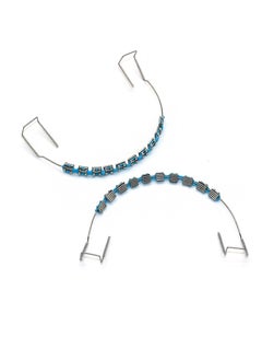 HaLunhi Temporary Tooth Decoration with Metal Wires，Metal Bracket and Orthodontic Ligature Ties，Props for Dental Students to Practice（Blue）  - Image 1