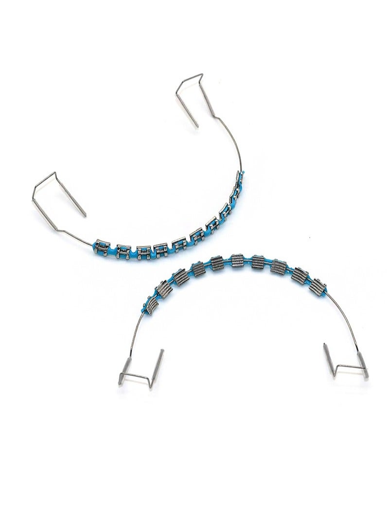 HaLunhi Temporary Tooth Decoration with Metal Wires，Metal Bracket and Orthodontic Ligature Ties，Props for Dental Students to Practice（Blue）  - Image 1