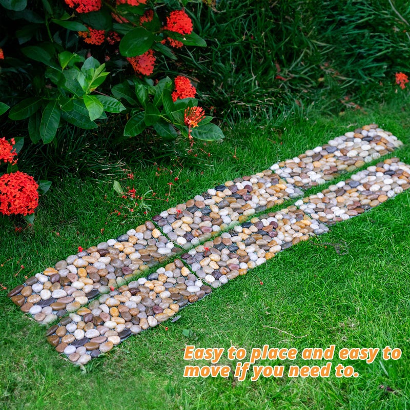 Qualdout River Rocks Stepping Stones Pavers Outdoor for Garden Walkway, Pebbles Polished Gravel for Yard Lawn Patio Pathway Landscaping, 6PCS (Rectangle) - Image 3