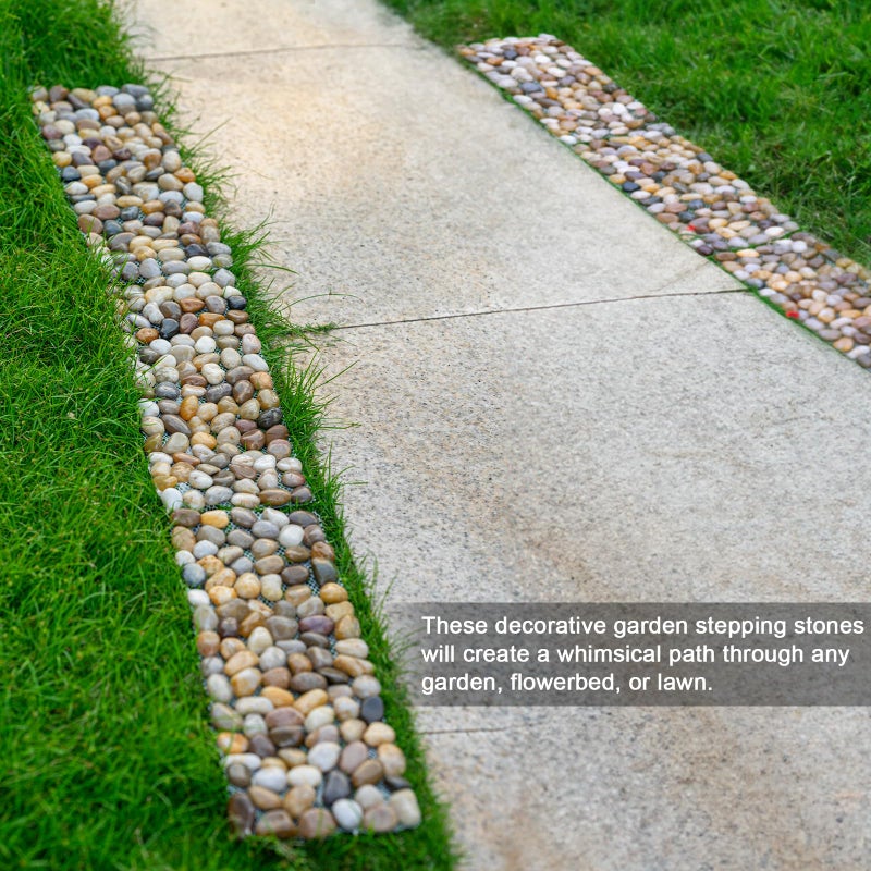 Qualdout River Rocks Stepping Stones Pavers Outdoor for Garden Walkway, Pebbles Polished Gravel for Yard Lawn Patio Pathway Landscaping, 6PCS (Rectangle) - Image 4