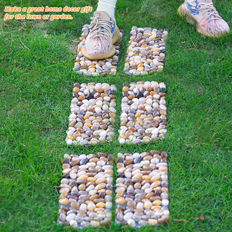 Qualdout River Rocks Stepping Stones Pavers Outdoor for Garden Walkway, Pebbles Polished Gravel for Yard Lawn Patio Pathway Landscaping, 6PCS (Rectangle) - Image 2