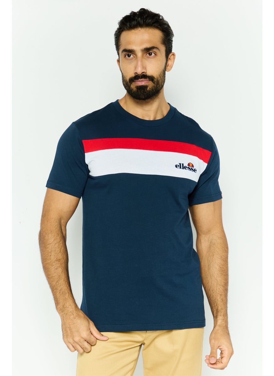 Ellesse Men Crew Neck Short Sleeves Embroidered Logo T-Shirt, Navy Blue Combo  - Image 1