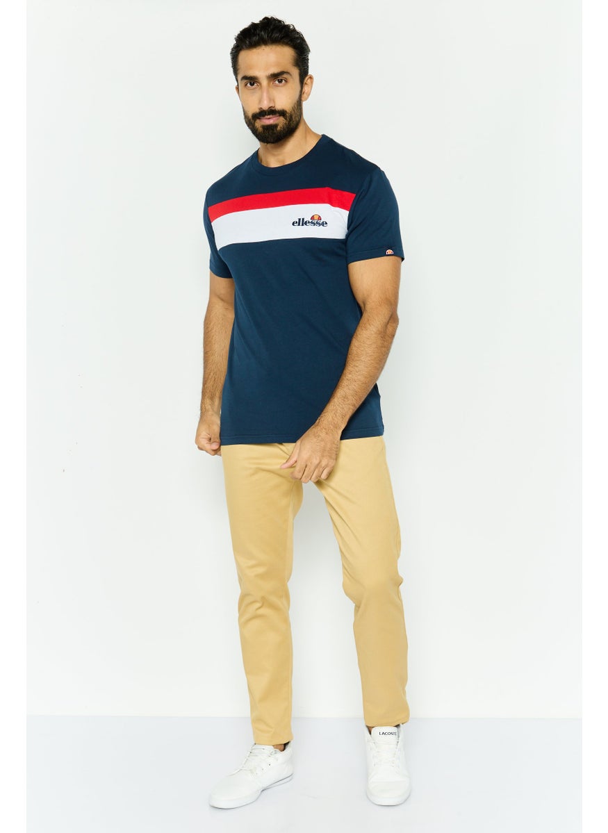 Ellesse Men Crew Neck Short Sleeves Embroidered Logo T-Shirt, Navy Blue Combo  - Image 2