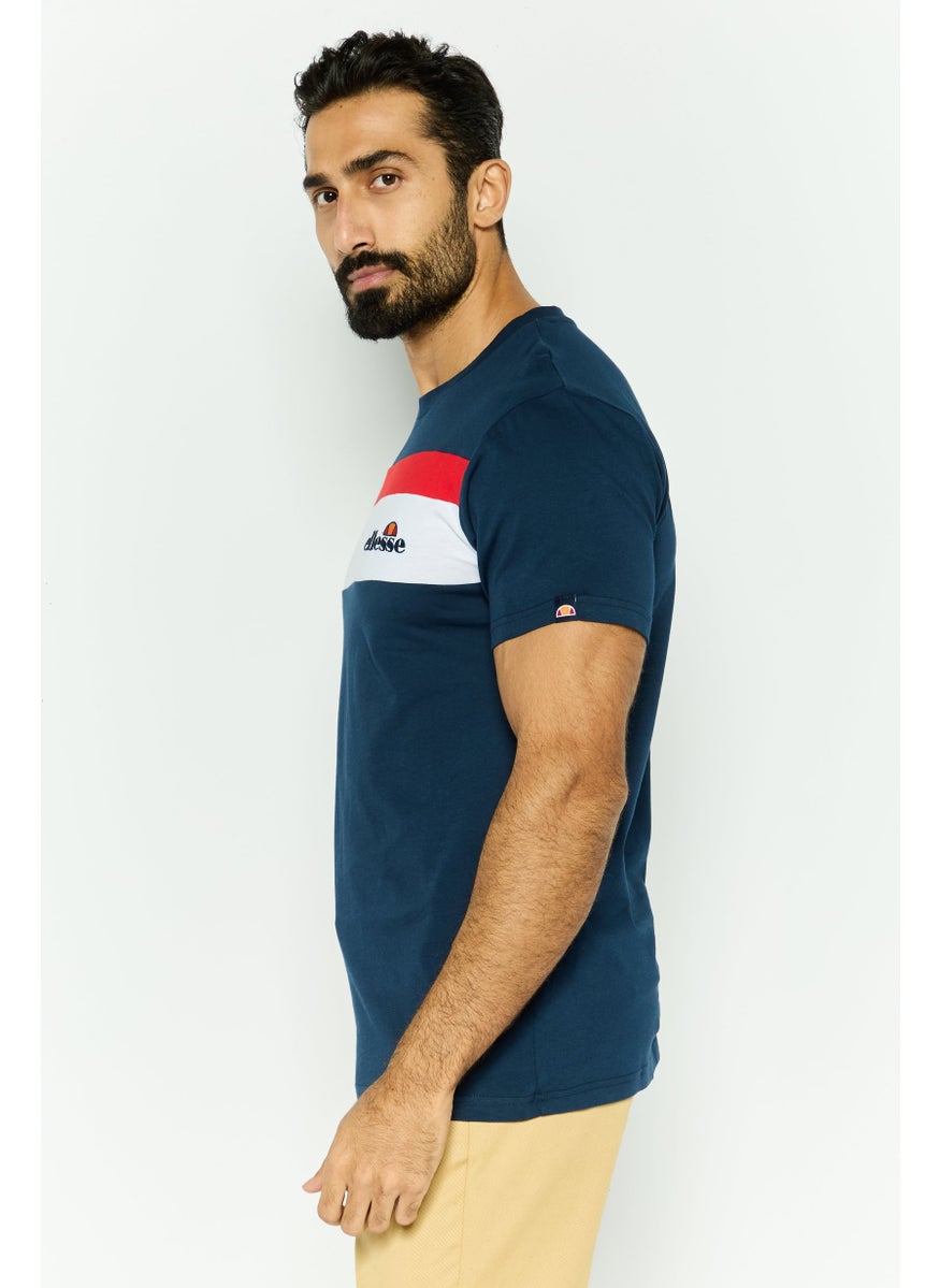 Ellesse Men Crew Neck Short Sleeves Embroidered Logo T-Shirt, Navy Blue Combo  - Image 3