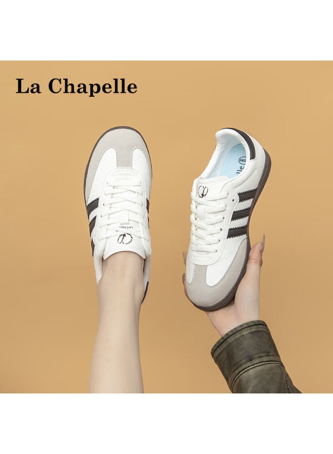 La Chapelle Women's Spring Casual Flat Shoes Women's Casual Board Shoes All-match Sports White Shoes Women White/black Size 36 - Image 2