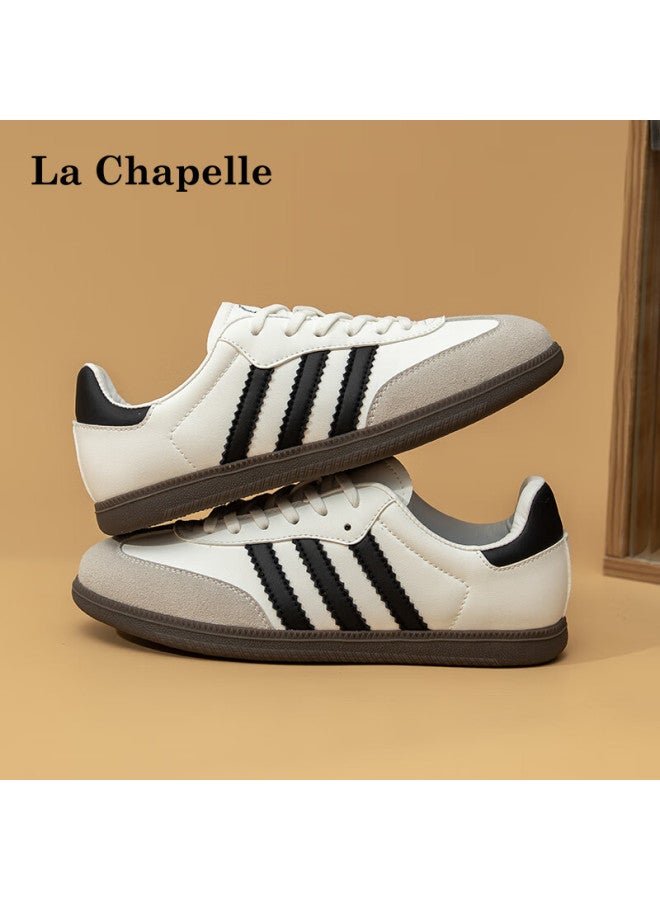 La Chapelle Women's Spring Casual Flat Shoes Women's Casual Board Shoes All-match Sports White Shoes Women White/black Size 36 - Image 3