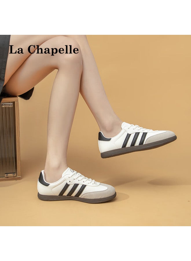 La Chapelle Women's Spring Casual Flat Shoes Women's Casual Board Shoes All-match Sports White Shoes Women White/black Size 36 - Image 4