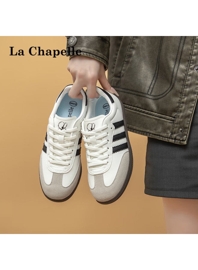 La Chapelle Women's Spring Casual Flat Shoes Women's Casual Board Shoes All-match Sports White Shoes Women White/black Size 36 - Image 5