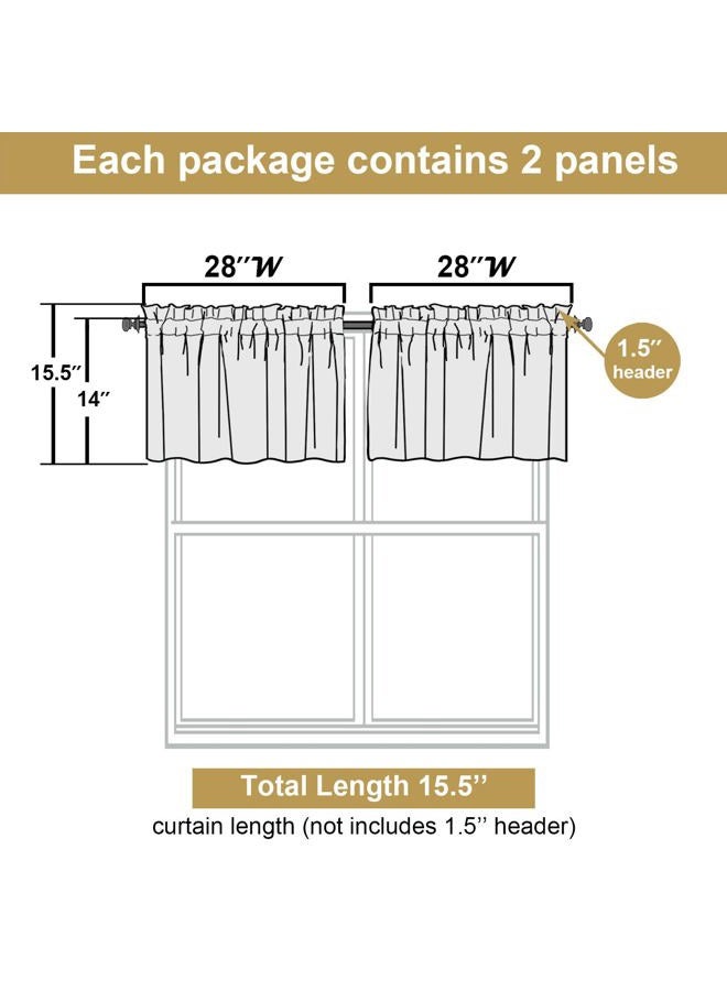 Lecloud Leia Sage Green Sheer Valances for Windows 14 Inch Length 2 Pcs, Jacquard Leaf Textured Cafe Kitchen Short Curtains with Dual Rod Pockets, Small Curtain for Living Room Bedroom, 28" W x 14" L - Image 3
