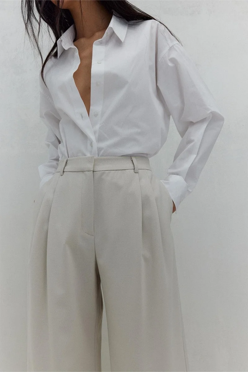 سود كوليكشن Cream Janet Wide Leg Trousers