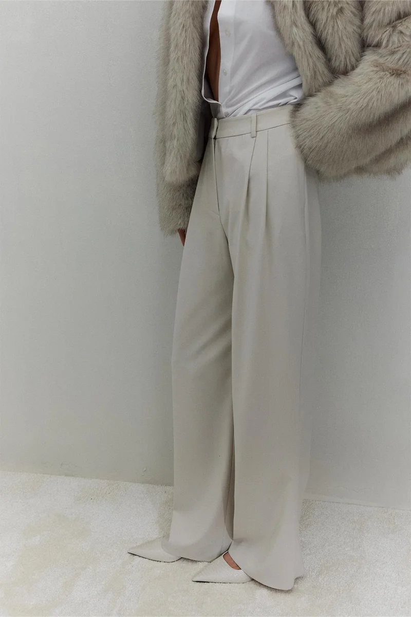 سود كوليكشن Cream Janet Wide Leg Trousers