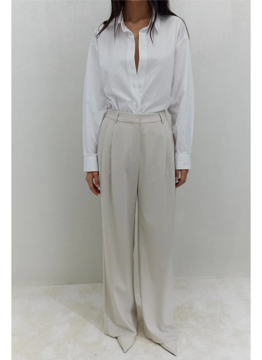سود كوليكشن Cream Janet Wide Leg Trousers