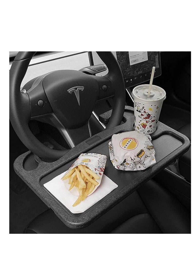 Generic - Office tray for car steering wheel from city Mocha, laptop stand for dining with mobile phone holder, car table, laptop tray for dining, tablet, iPad and Notebook, Black - from Rana store - Image 1