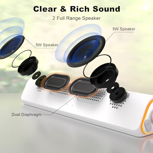 SOULION R50 Bluetooth Computer Speakers, 3.5mm PC Sound Bar for Desktop Monitor, Wired USB Powered & Colorful LED Lights with Switch Button, Surround Sound Soundbar PC Spearkers for Computer, White - Image 2