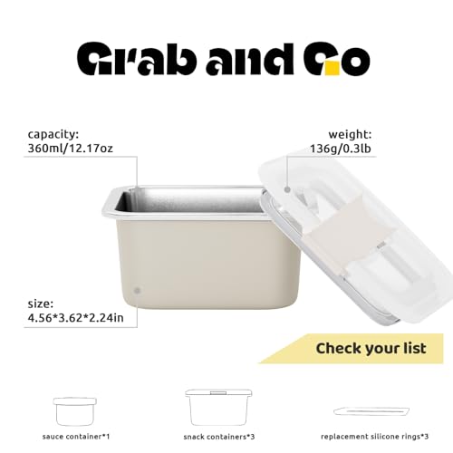 Bakpoco Stainless Steel Snack Lunch Containers for Kids, 3 Packs 12 oz Leak-Proof Lunch Box Containers, Microwave-Safe, Convenient Metal Small Food Storage Container with Lid for School, Work - Image 3