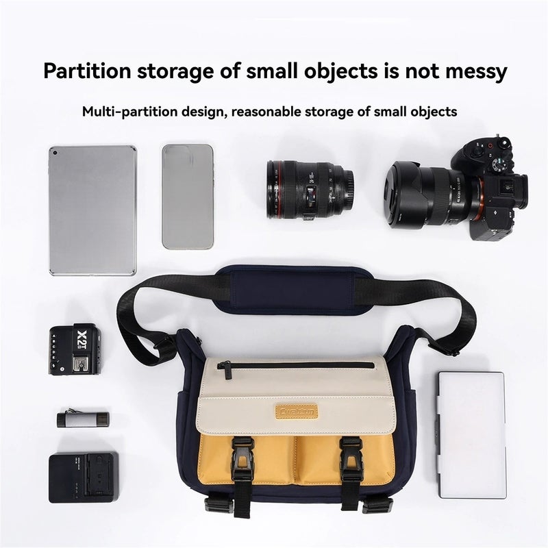 CWATCUN D191 Single-Shoulder Camera Bag Waterproof Crossbody Mirrorless/DSLR Camera Messenger Bag Multi-Functional Storage Bag size M - Image 4