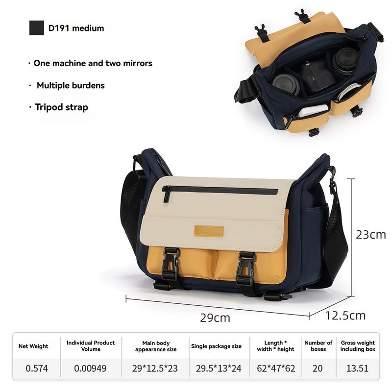 CWATCUN D191 Single-Shoulder Camera Bag Waterproof Crossbody Mirrorless/DSLR Camera Messenger Bag Multi-Functional Storage Bag size M - Image 5