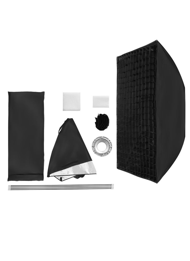 Glanfen - Rectangular Softbox, 60x90cm Quick-Setup Softbox Bowens Mount with Light Diffusers, Grid, Carrying Bag Compatible with Most Bowens Mount COB Video Light for Portrait Product Photography - Image 1