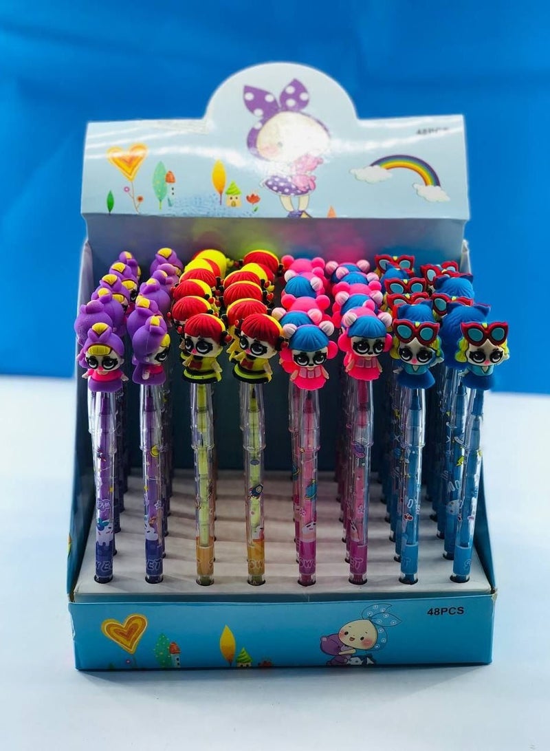 استاند اقلام قلم سنون الرصاص ١١ سن بشكل بنات القلم بغطاء الاستاند 48 قلم - Image 1