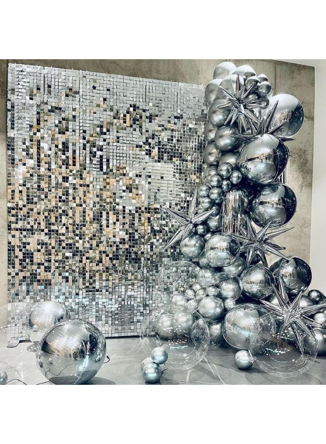 خلفية جدارية لامعة 24 قطعة من الألواح الجدارية، حامل جدار لامع، ألواح جدارية مربعة لامعة، زينة خلفيات الصور، ألواح لامعة للحفلات، مات 30X30 سم لعيد الميلاد، الذكرى السنوية، الخطوبة - Image 1