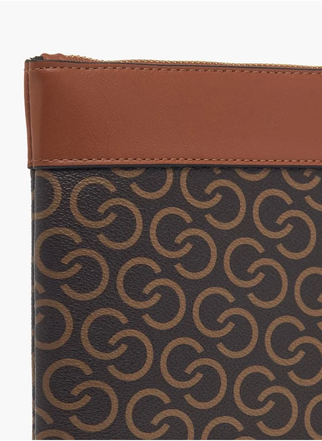 Celeste Womens Monogram Print Wallet With Detachable Wristlet Strap And Zip Closure