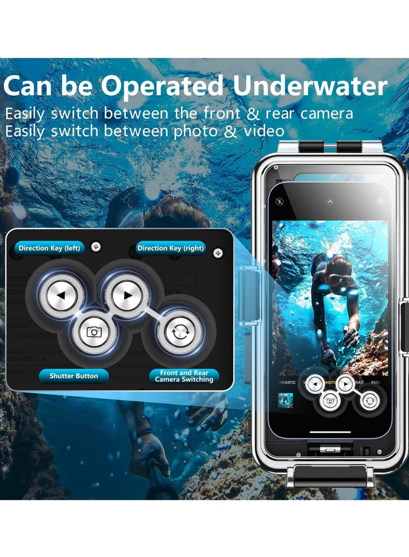 Diving Phone Case Only for iPhone Series, Snorkeling Underwater Case 98FT/30M Photo Video,Waterproof Housing for iPhone 14/Pro/Pro Max/13/12/11 with Lanyard Black - Image 4