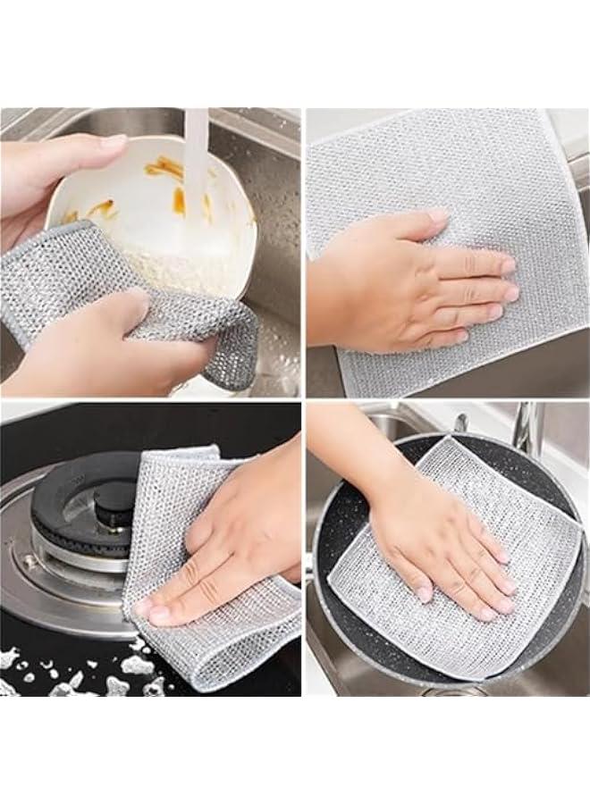 Steel Wire Dishwashing Cloth, Multipurpose Wire Dishwashing Rags for Wet and Dry, Double Layer Non-Scratch Stainless Steel Scrubber Pads for Pots and Pans, Sinks, Stove Tops (10pcs) - Image 4
