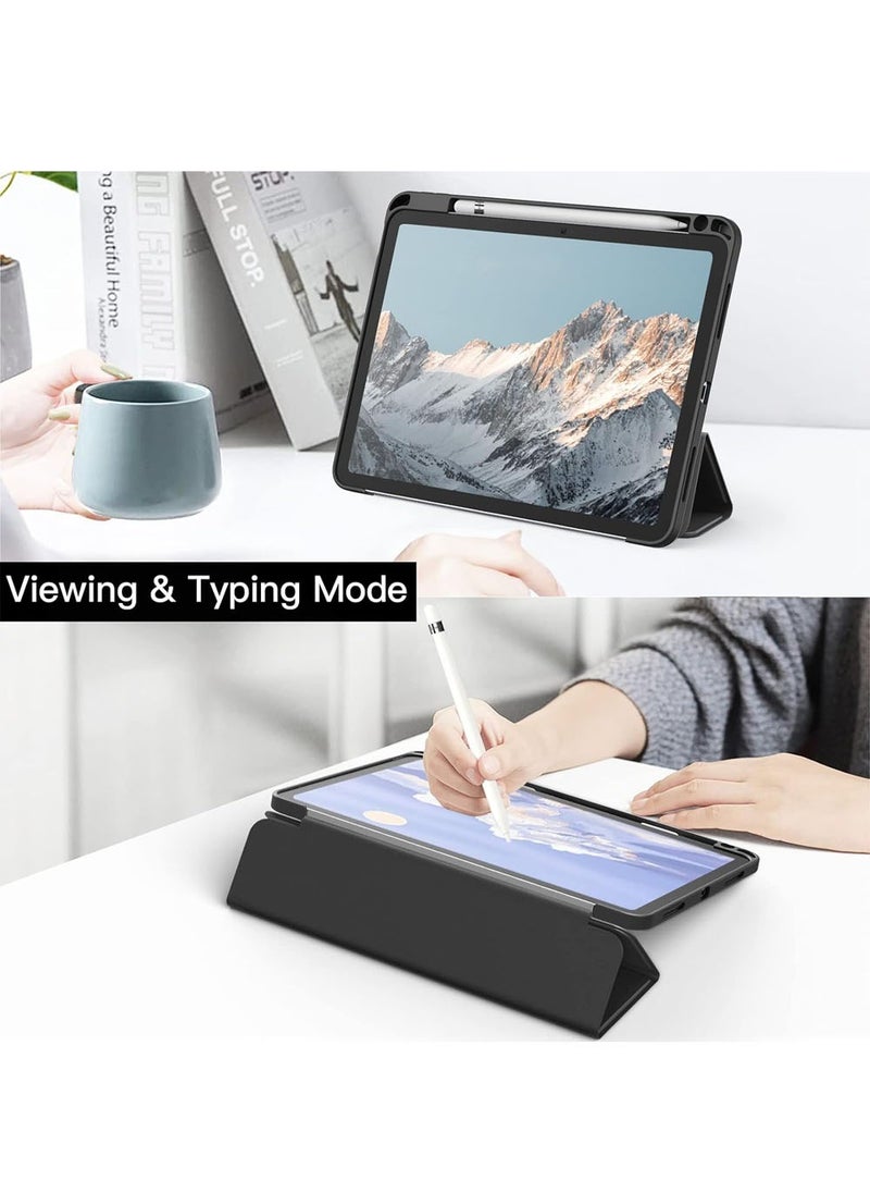 ARMOR Case for iPad 10th Generation 10.9 2022 / iPad 11th Generation (A16) 10.9 Inch 2025 Built-in Pencil Holder Flexible Back Cover, Trifold Stand, Auto Sleep Wake Rebound Series Clear / Black  - Image 3