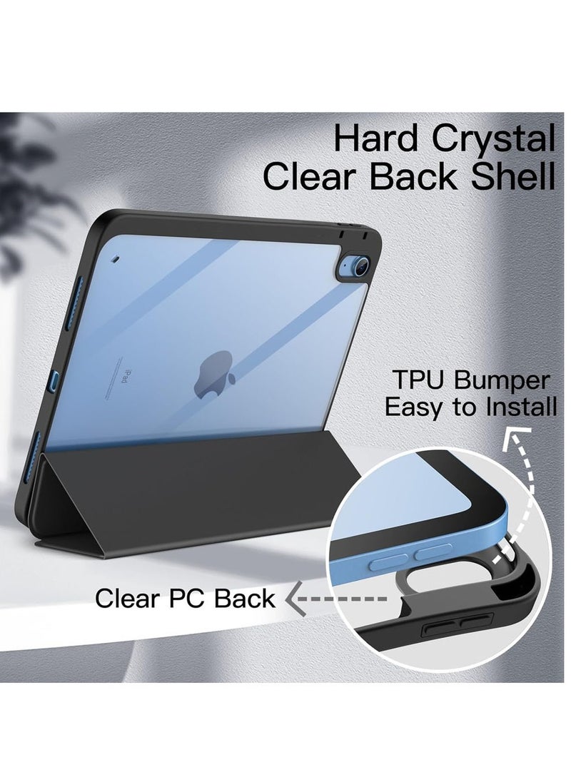 ARMOR Case for iPad 10th Generation 10.9 2022 / iPad 11th Generation (A16) 10.9 Inch 2025 Built-in Pencil Holder Flexible Back Cover, Trifold Stand, Auto Sleep Wake Rebound Series Clear / Black  - Image 5