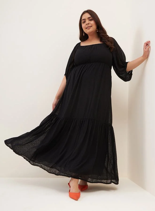 FEMELLA Dobby Tiered Maxi Dress by Styli