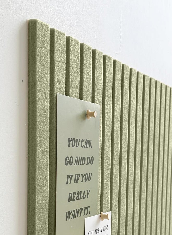 AkuDecor Large Cork Board for Office, 8 Pack Felt Wall Tiles with Slat Wall Paneling and Safe Removable Adhesive Tabs, Felt Bulletin Board Pin Board Cork Boards for Walls - Sage Green - Image 3