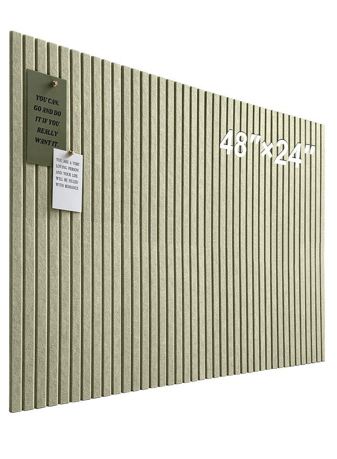 AkuDecor Large Cork Board for Office, 8 Pack Felt Wall Tiles with Slat Wall Paneling and Safe Removable Adhesive Tabs, Felt Bulletin Board Pin Board Cork Boards for Walls - Sage Green - Image 1