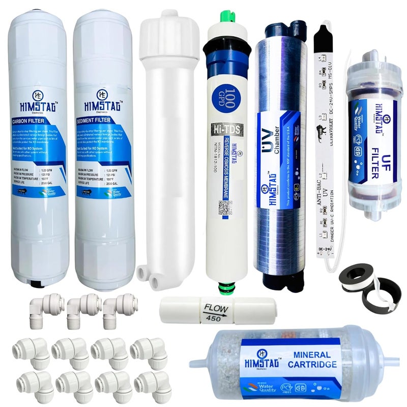 HIMSTAG Electronics Ro Filter Kit with 100 GPD HiTds Ro Membrane with Carbon Sediment Filter Solid Filter Cartridge 001 Pack of 22 - Image 1