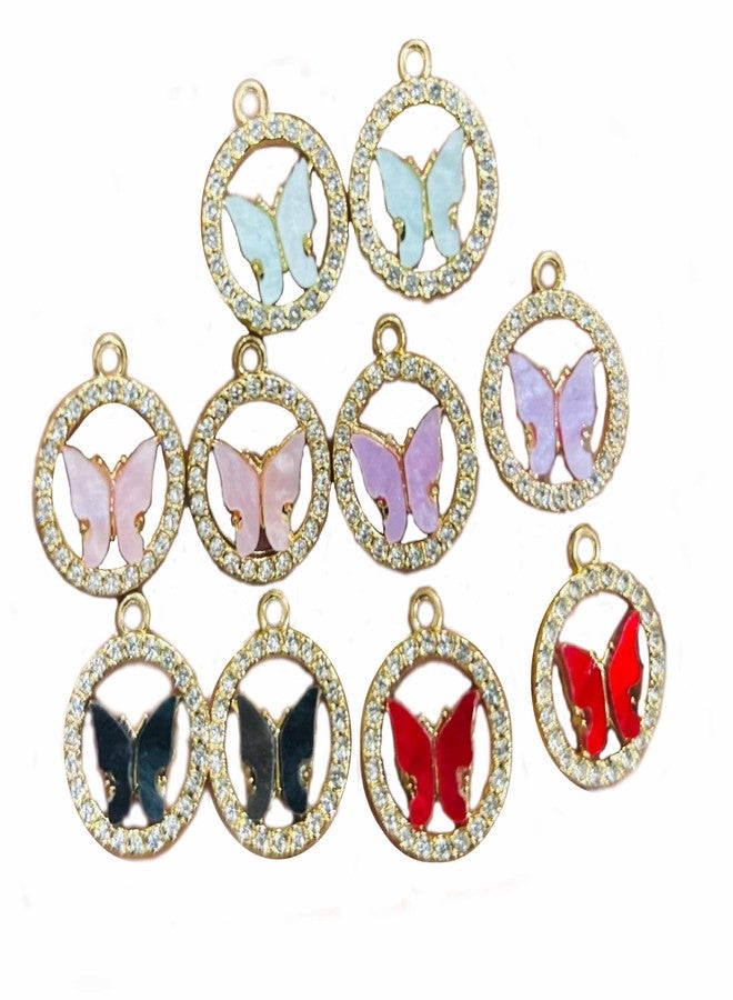 AkMi - 3 pcs Pendants Gold Plated Enamel Pendant for Necklace/Earring/Bracelet Jewelry Making Charms and DIY (BUTTERFLY)