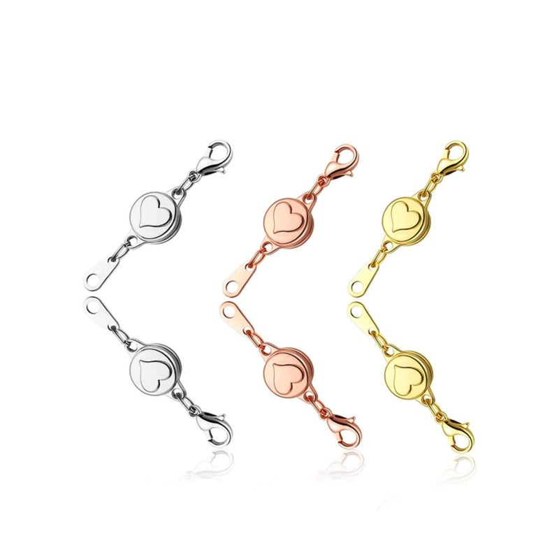 SOLARAE Set of 6 Locking Magnetic Clasp, Heart Embedded Necklace Clasp, Magnetic Necklace Clasps Closures, Magnetic Lobster Clasps Converter for DIY Necklace Bracelet Jewelry Crafts Making Supplies - Image 1