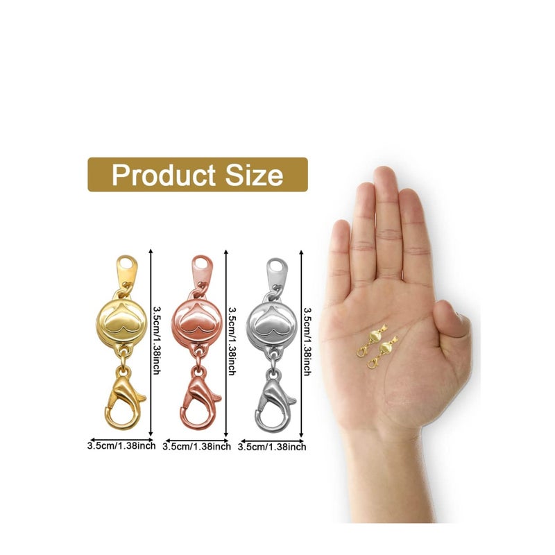 SOLARAE Set of 6 Locking Magnetic Clasp, Heart Embedded Necklace Clasp, Magnetic Necklace Clasps Closures, Magnetic Lobster Clasps Converter for DIY Necklace Bracelet Jewelry Crafts Making Supplies - Image 3