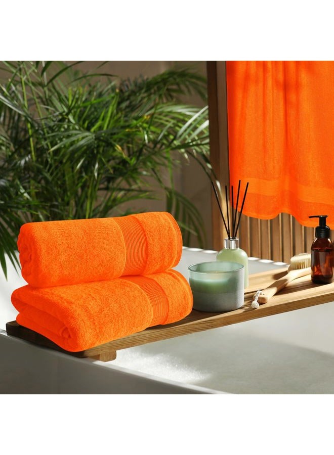 Belizzi Home 4 Pack Bath Towel Set 27x54, 100% Ring Spun Cotton, Ultra Soft Highly Absorbent Machine Washable Hotel Spa Quality Bath Towels for Bathroom, 4 Bath Towels Orange - Image 4