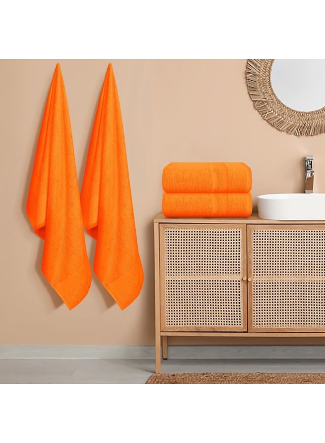 Belizzi Home 4 Pack Bath Towel Set 27x54, 100% Ring Spun Cotton, Ultra Soft Highly Absorbent Machine Washable Hotel Spa Quality Bath Towels for Bathroom, 4 Bath Towels Orange - Image 3