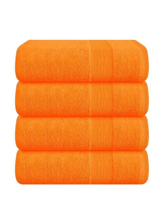 Belizzi Home 4 Pack Bath Towel Set 27x54, 100% Ring Spun Cotton, Ultra Soft Highly Absorbent Machine Washable Hotel Spa Quality Bath Towels for Bathroom, 4 Bath Towels Orange - Image 1
