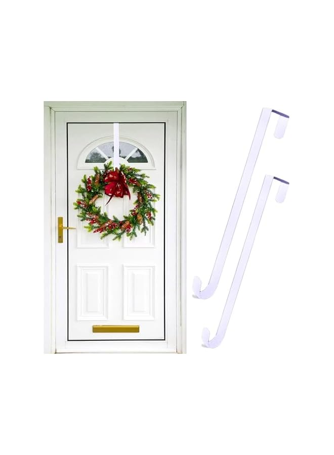 The Bros خطافات إكليل عيد الميلاد من بينغبين، خطاف معدني فوق الباب 15" لتعليق إكليل عيد الميلاد، للديكور، الباب الأمامي، المعاطف (أبيض، عبوة 2) - Image 3