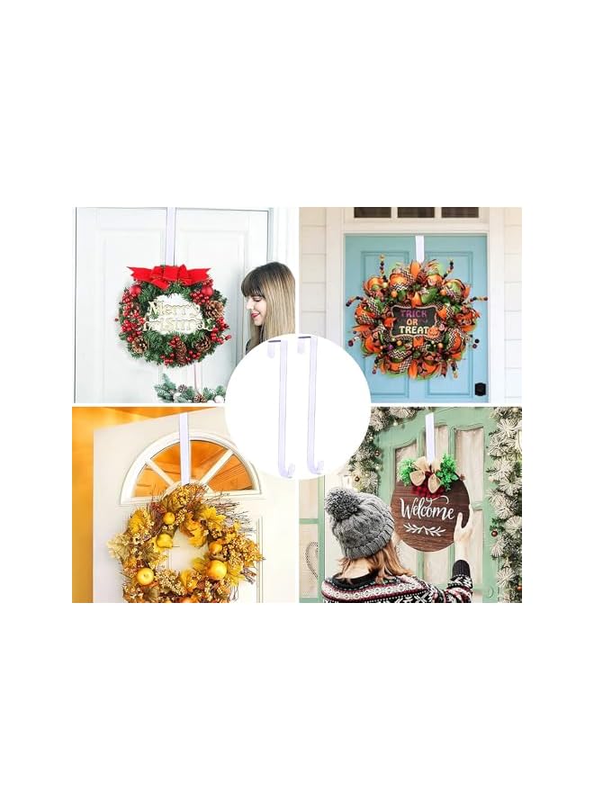 The Bros خطافات إكليل عيد الميلاد من بينغبين، خطاف معدني فوق الباب 15" لتعليق إكليل عيد الميلاد، للديكور، الباب الأمامي، المعاطف (أبيض، عبوة 2) - Image 2