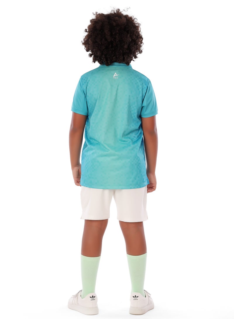 ANJA Boys Aqua Blue Polo Shirt – Sporty Short Sleeve Top - Image 3